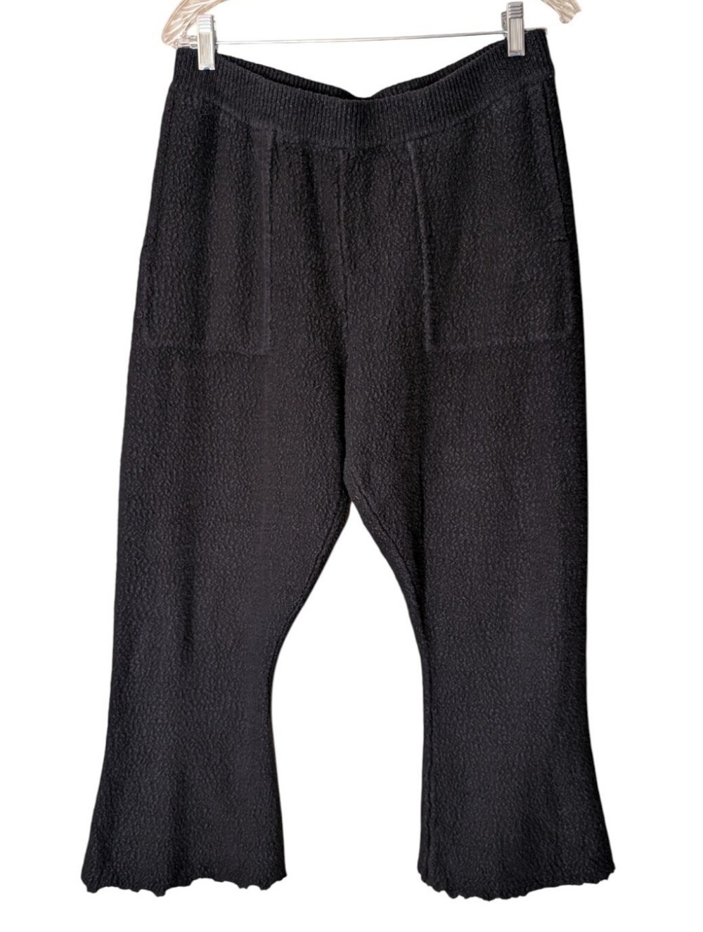 Free People FP Beach Black Textured Knit Cropped Flare Pants OB1118742 size XL